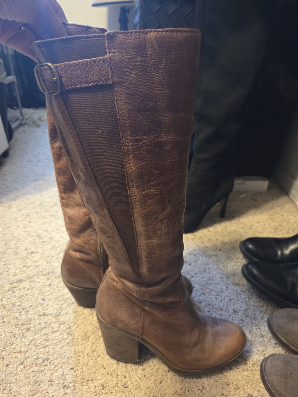 Classic Brown Leather Knee-High Women's Boots